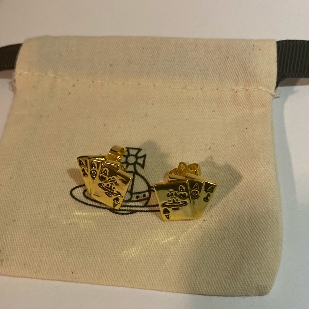 Vivienne Westwood gold cards earrings